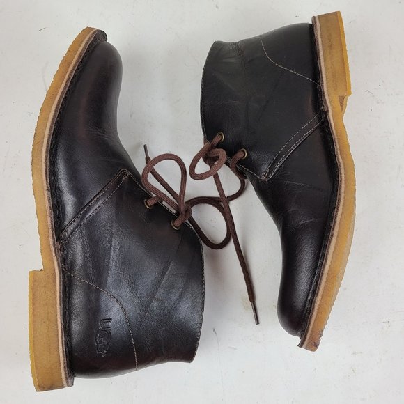 UGG Australia Leighton Chukka Black Leather Casual Mens Boots Sz 8.5 3275 - Picture 8 of 10